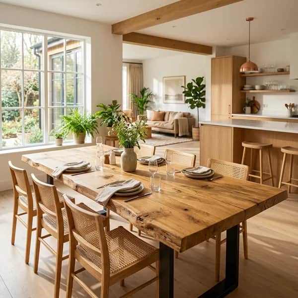 Massiver Eichentisch für Küche, Esszimmer und Wohnbereich