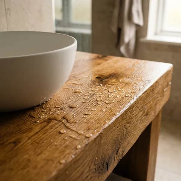 Wie macht man einen Waschtisch aus Holz wasserdicht?